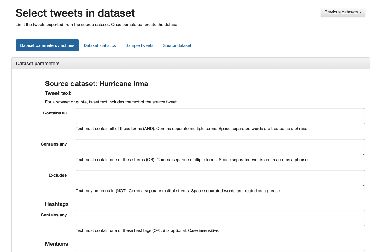 The 'Parameters' page