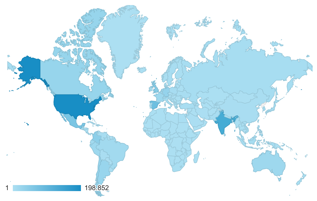 Un mapa de las visitas de PH.