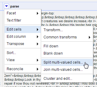 Edit cells > Split multivalued cells