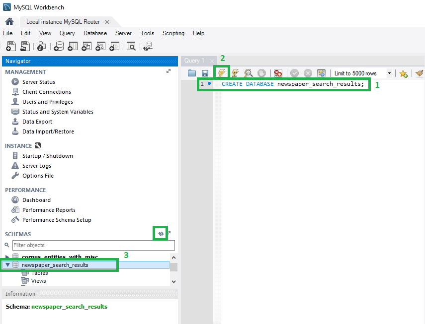 CREATE a database in MySQL Workbench