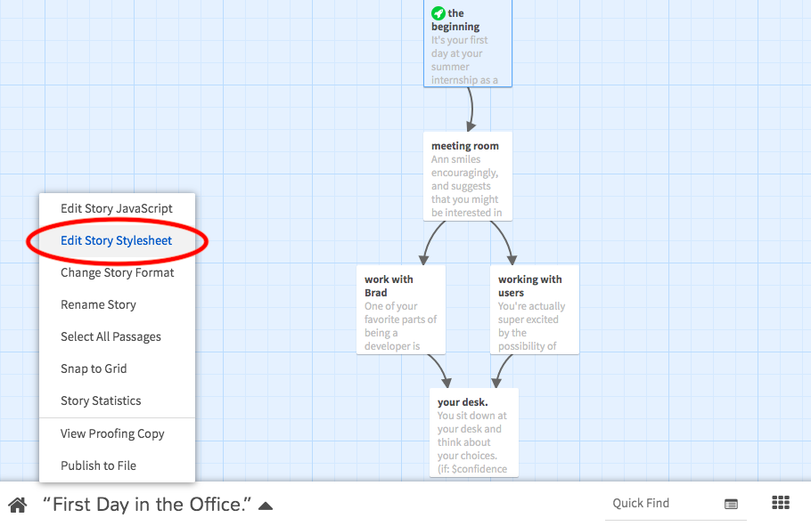 Figure 11. Editing the Story Stylesheet