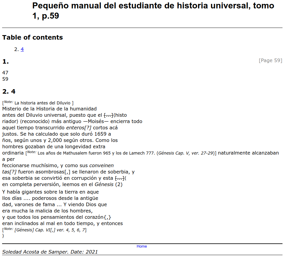 OxGarage: xHTML resultante del manuscrito, abierto en el navegador Firefox