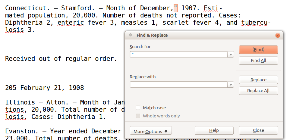 Figure 2: Screenshot of Find and Replace feature